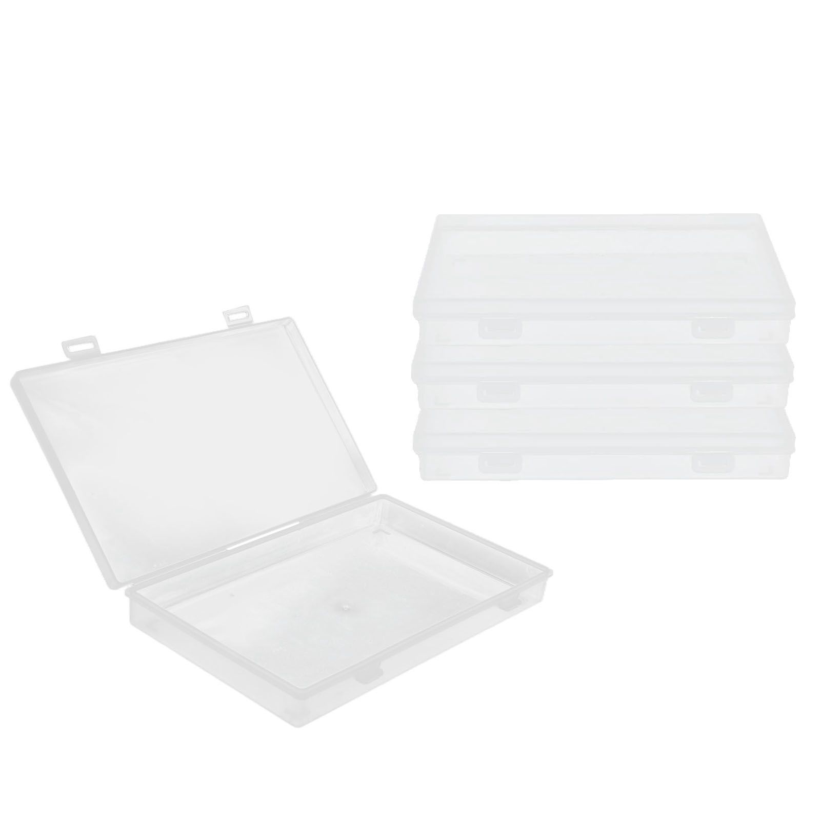 4Pcs Transparent Plastic Box with Hinged Cover Multipurpose Storage Container for Small Things — image 4