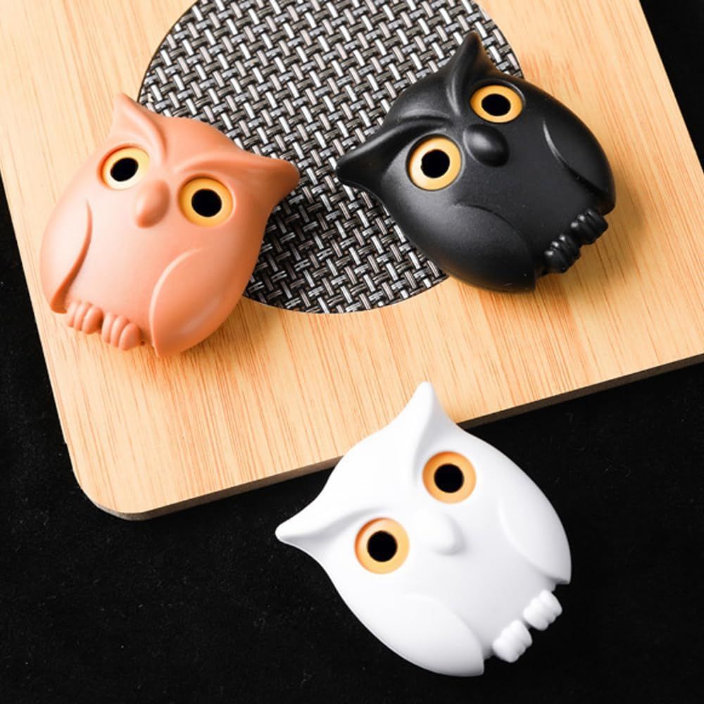 Owl Key Holder, Night Owl Magnetic Wall Key Holder Owl Key Hooks, Automatic Open Close Eyes Owl Key Holder with Wall Self-Adhesive Tape (Black+White) — image 6