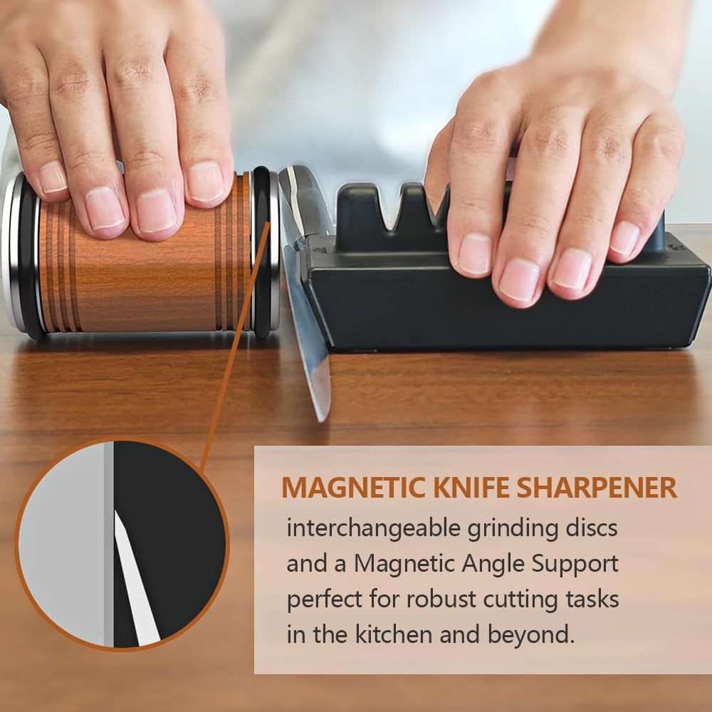 Rolling Knife Sharpener Kit - magnetic knife sharpener Diamond and Ceramic Discs for knives for Pocket Knife, Kitchen Knives — image 2