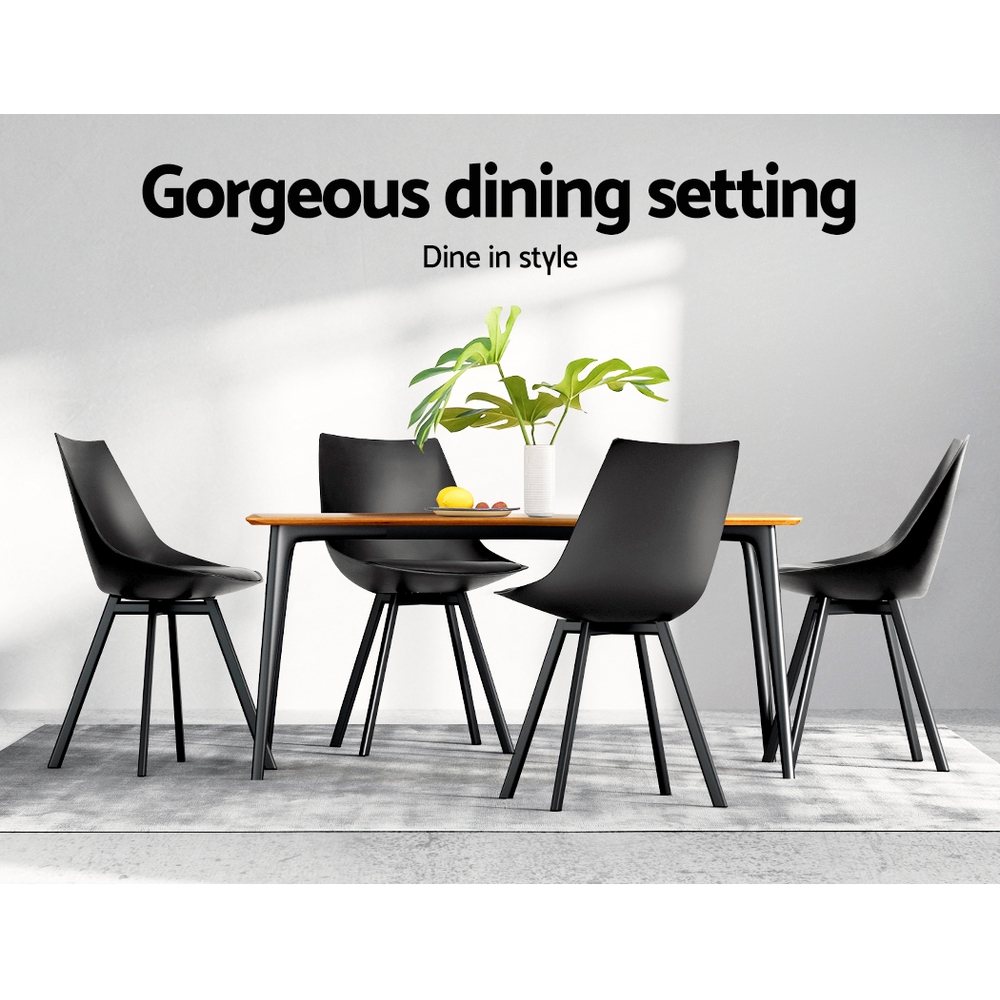 Artiss Dining Chairs Set of 2 PU Leather Plastic Metal Black โ image 5