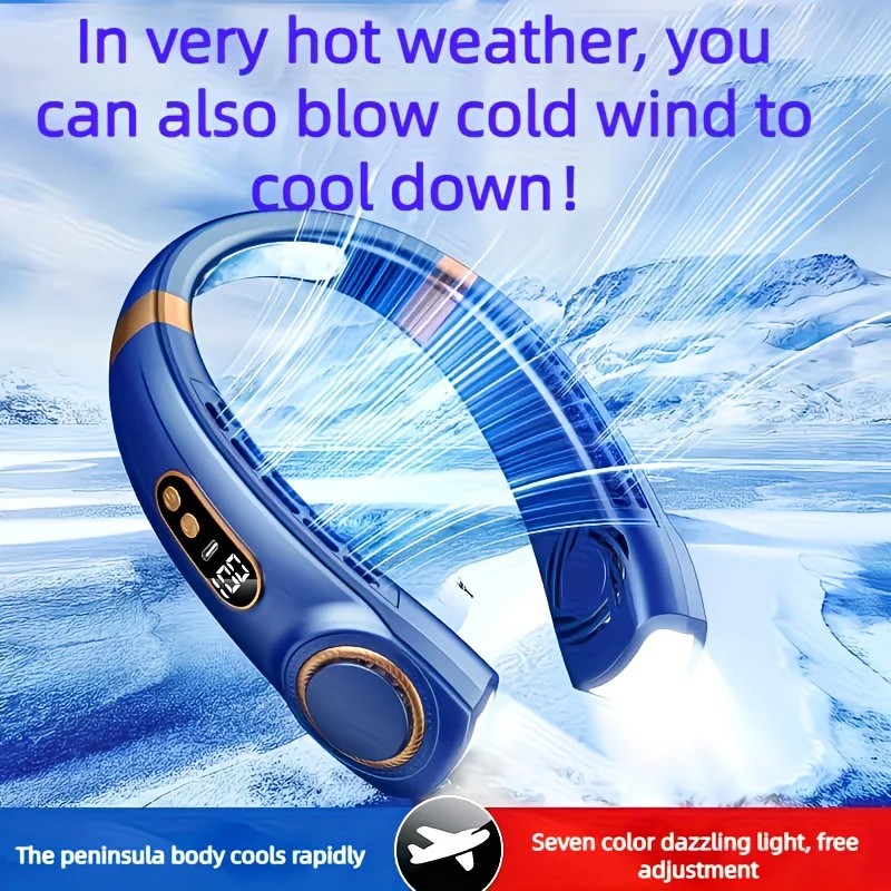 New Neck Hanging Fan Portable Mini USB Fan Personal Cooling Turbine Small Charging Quiet Lazy-Friendly. Black — image 3