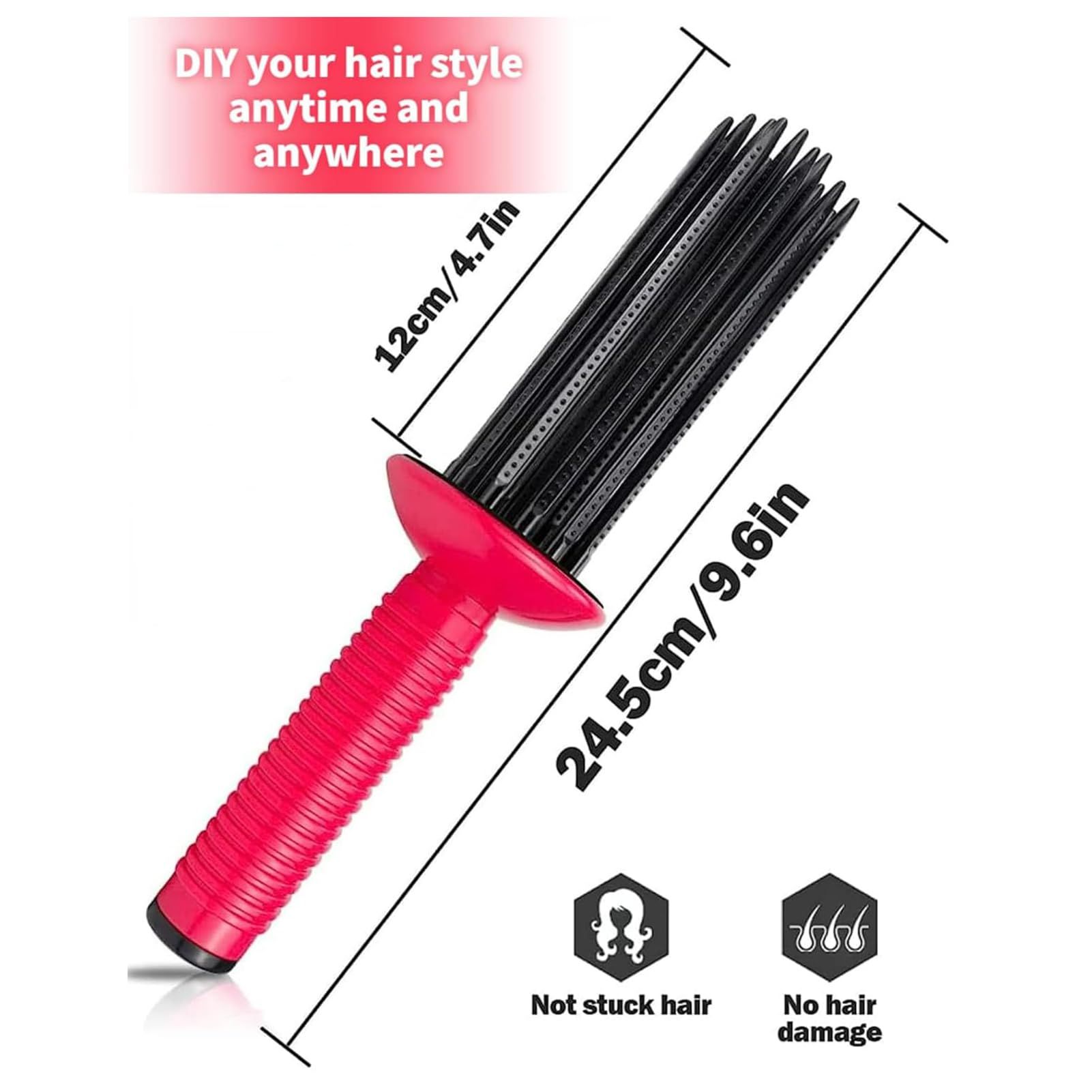2pc Hair Fluffy Curling Roll Comb, Anti Slip Curling Wand, Comb Teeth Curling Roll Comb for Curly Hair with Comfortable Grip โ image 4