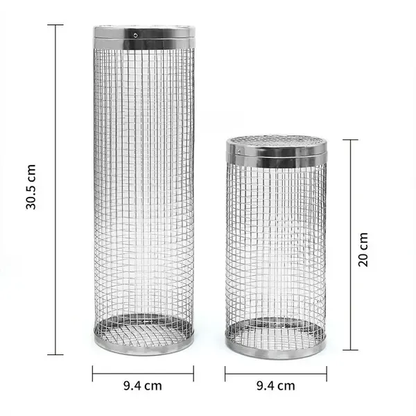 Round BBQ Grill Basket Set, Stainless Steel Non-Stick Mesh Roller with Fork for Outdoor Grilling, Silver, 20 x 9.5 cm โ image 5
