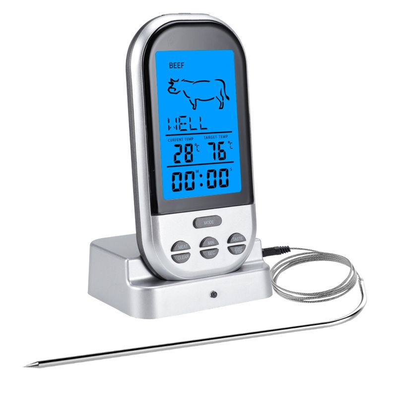Wireless Digital Grill Thermometer with LCD Display and Dual Probes for BBQ, Kitchen Cooking and 8 Meat Presets, Black — image 2