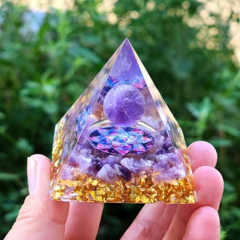 Amethyst Crystal Sphere Orgonite Pyramidamp Obsidians - Blue ring(60mmx60mm) — image 4