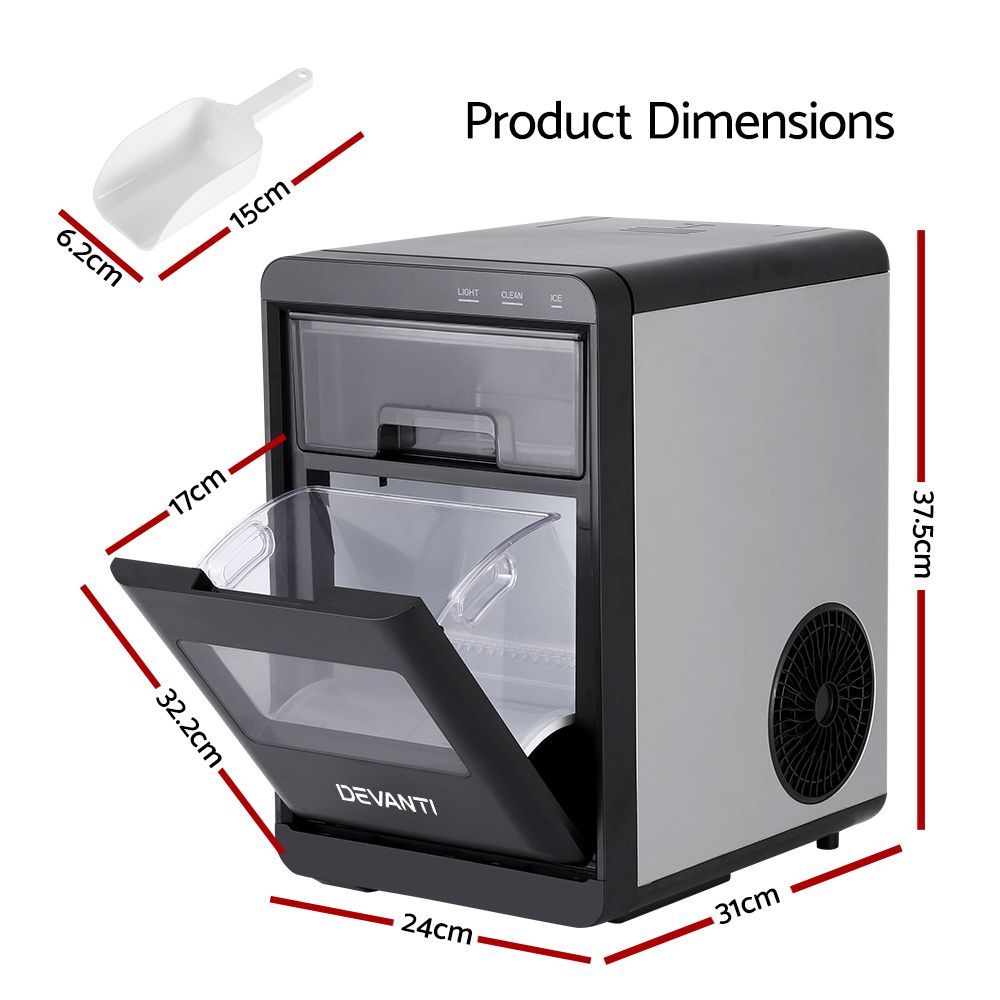 Devanti Ice Maker Machine 20kg Chewable Nugget Ice Countertop w/Self Cleaning — image 2