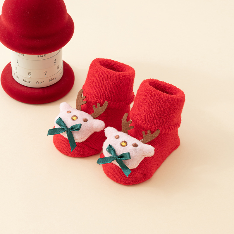 Baby Christmas Socks - Non-Slip Baby Socks - Warm House Socks - First Christmas - Santa Claus - Reindeer - Christmas Tree - Christmas Boots - Winter Booties โ image 2
