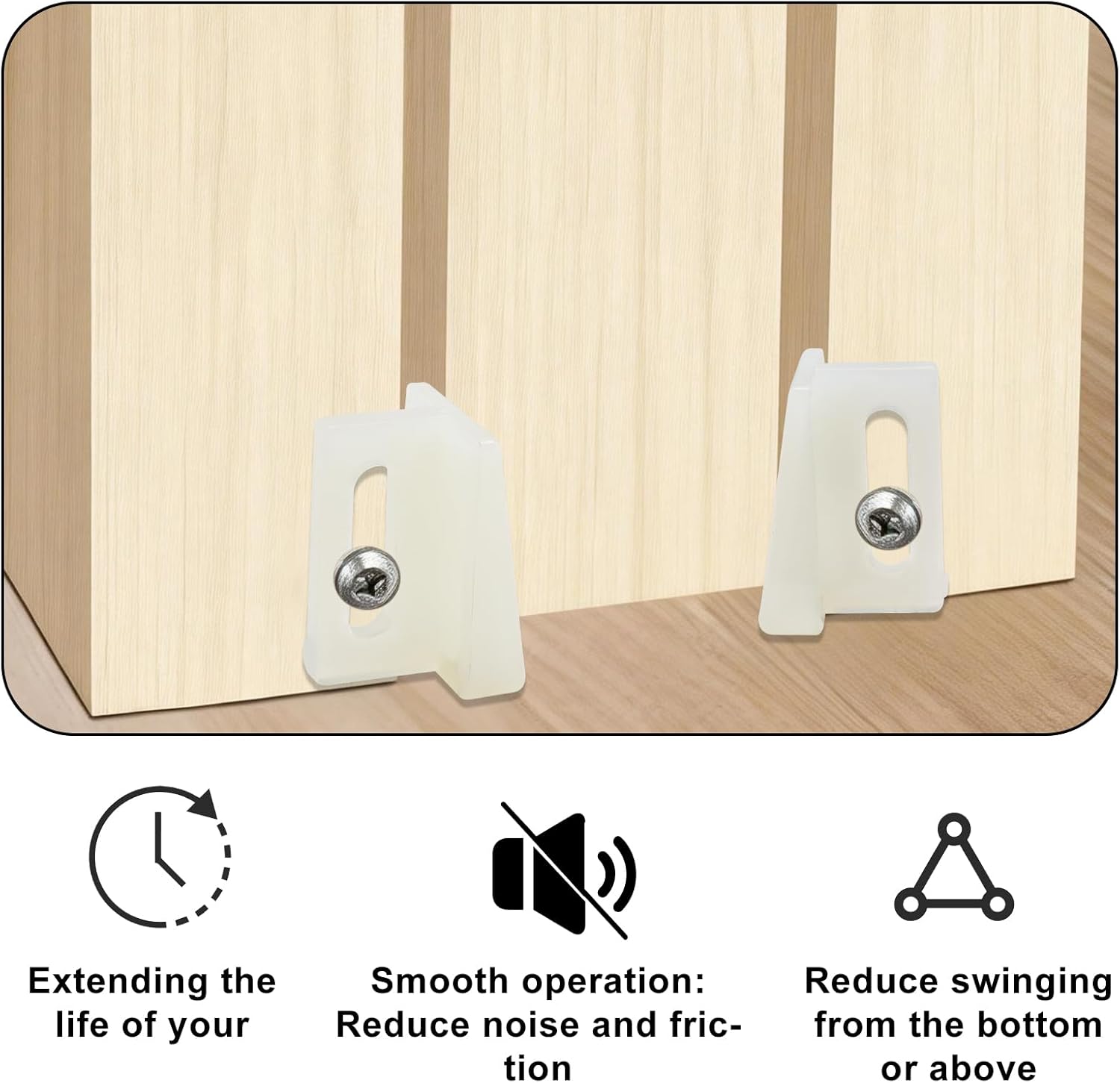 10 Pack Pocket Door Guide Bottom, Jamb Mounted Sliding Door Guides Replacement Kit with Screws (1.125 Inch, White) — image 4