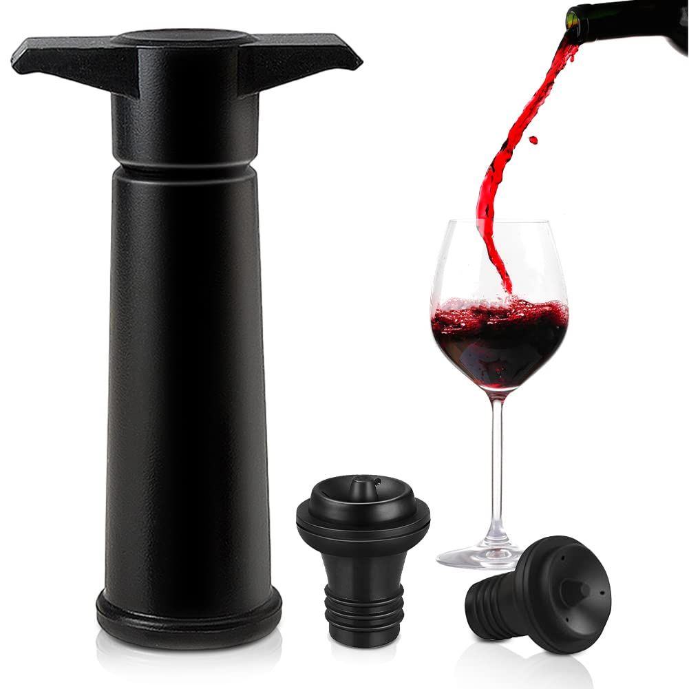 Wine Saver with 2 Vacuum Stoppers, Wine Stopper, Wine Preserver, Reusable Bottle Sealer Keeps Wine Fresh — image 2