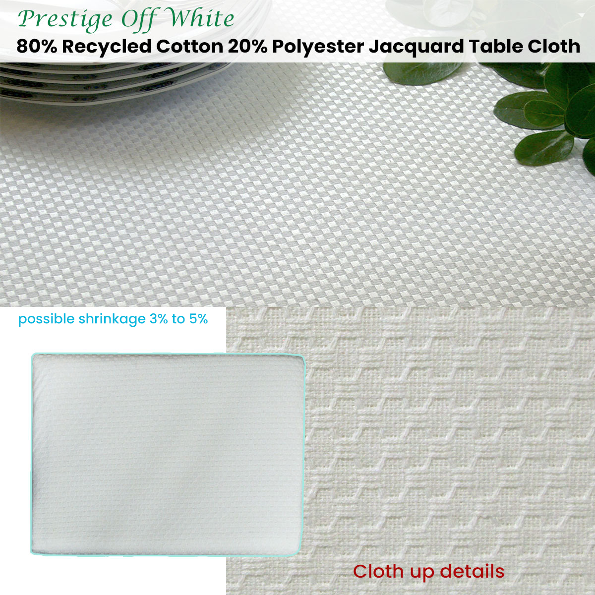 Invitation Prestige Cotton Rich Jacquard Off White Table Cloth 220 x 220 cm โ image 2