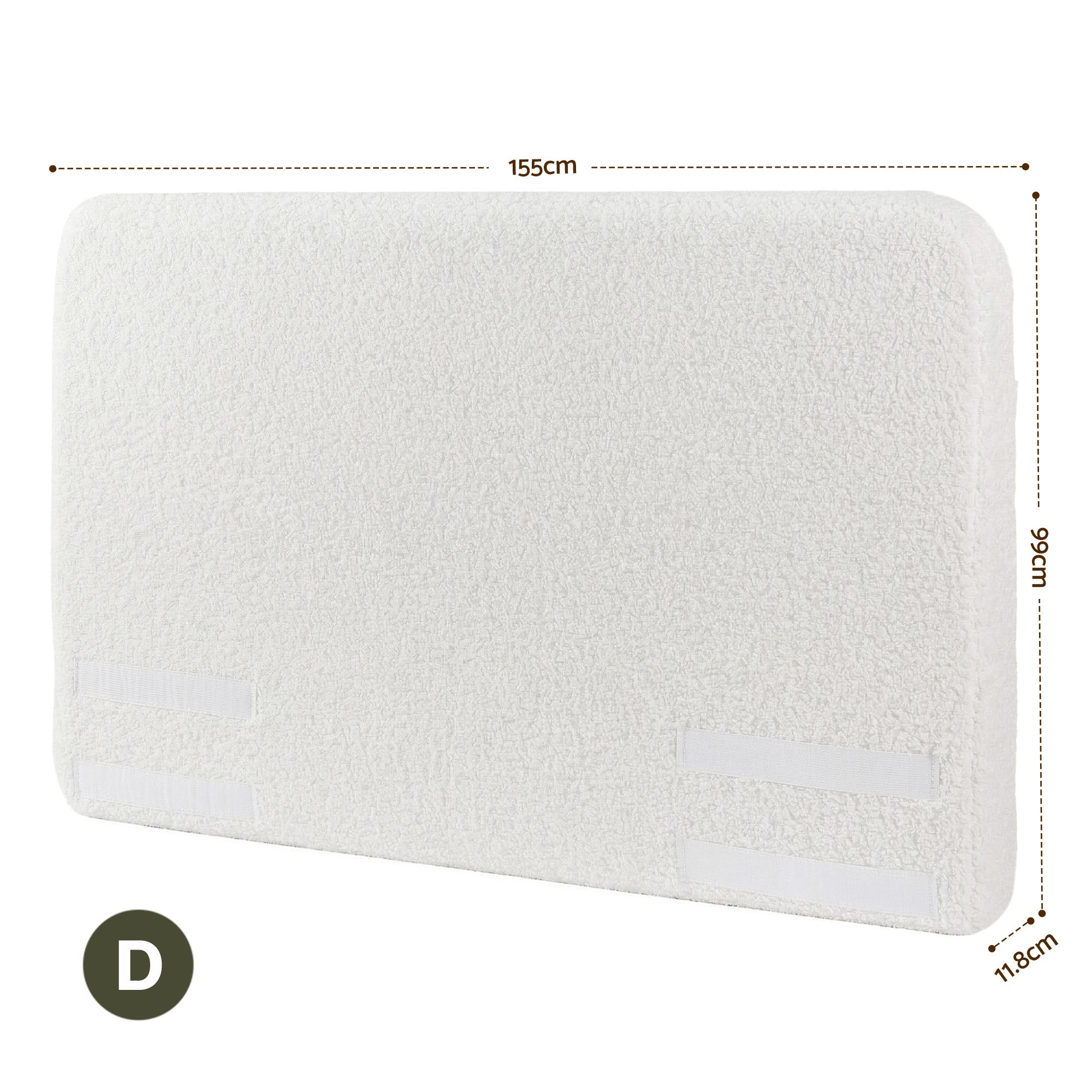 Artiss Double Headboard for Bed Frame Boucle Fabric No-Assembly Vacuum Compressed Soft Backrest with Removable Washable Cover 155cm Wide — image 2
