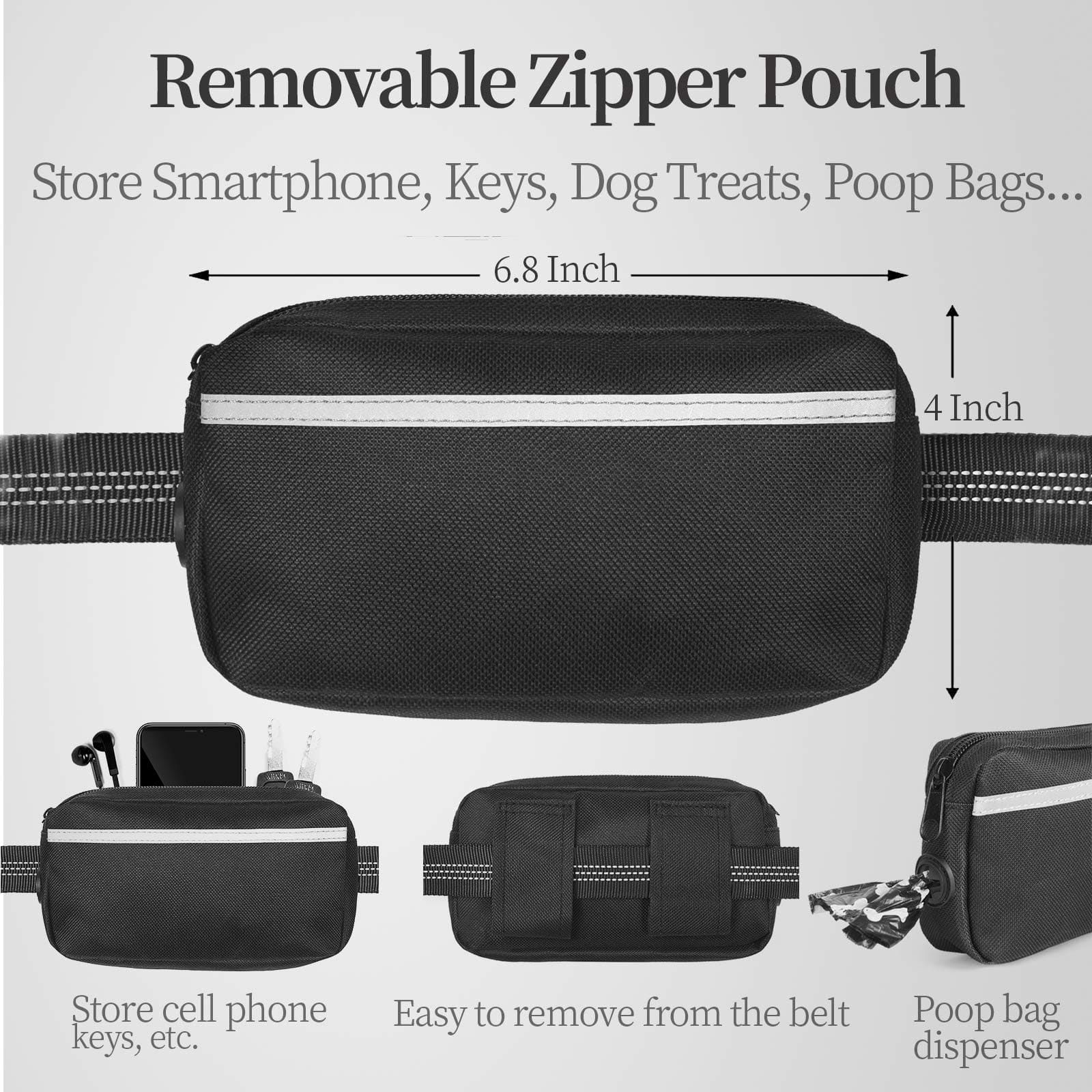 Hands-Free Dog Leash Set with Waist Belt and Storage Pouch, Shock-Absorbing Bungee Leash for Jogging, Walking, and Outdoor Adventures, Reflective Safety Design — image 2