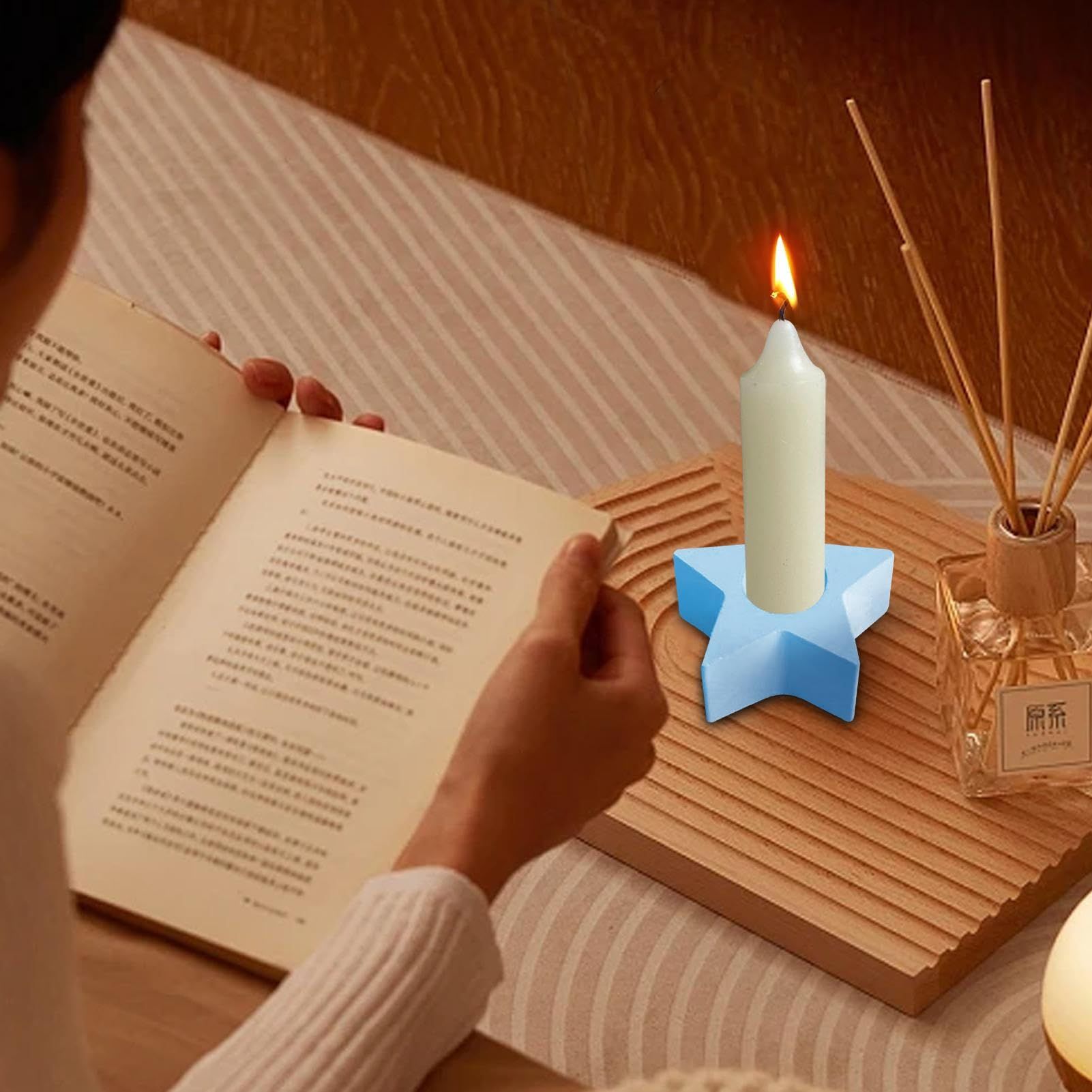 Candle Holder Resin Molds Silicone, Pentagram Heart Resin Molds, Candle Holders Epoxy Mold for Home Decoration — image 3
