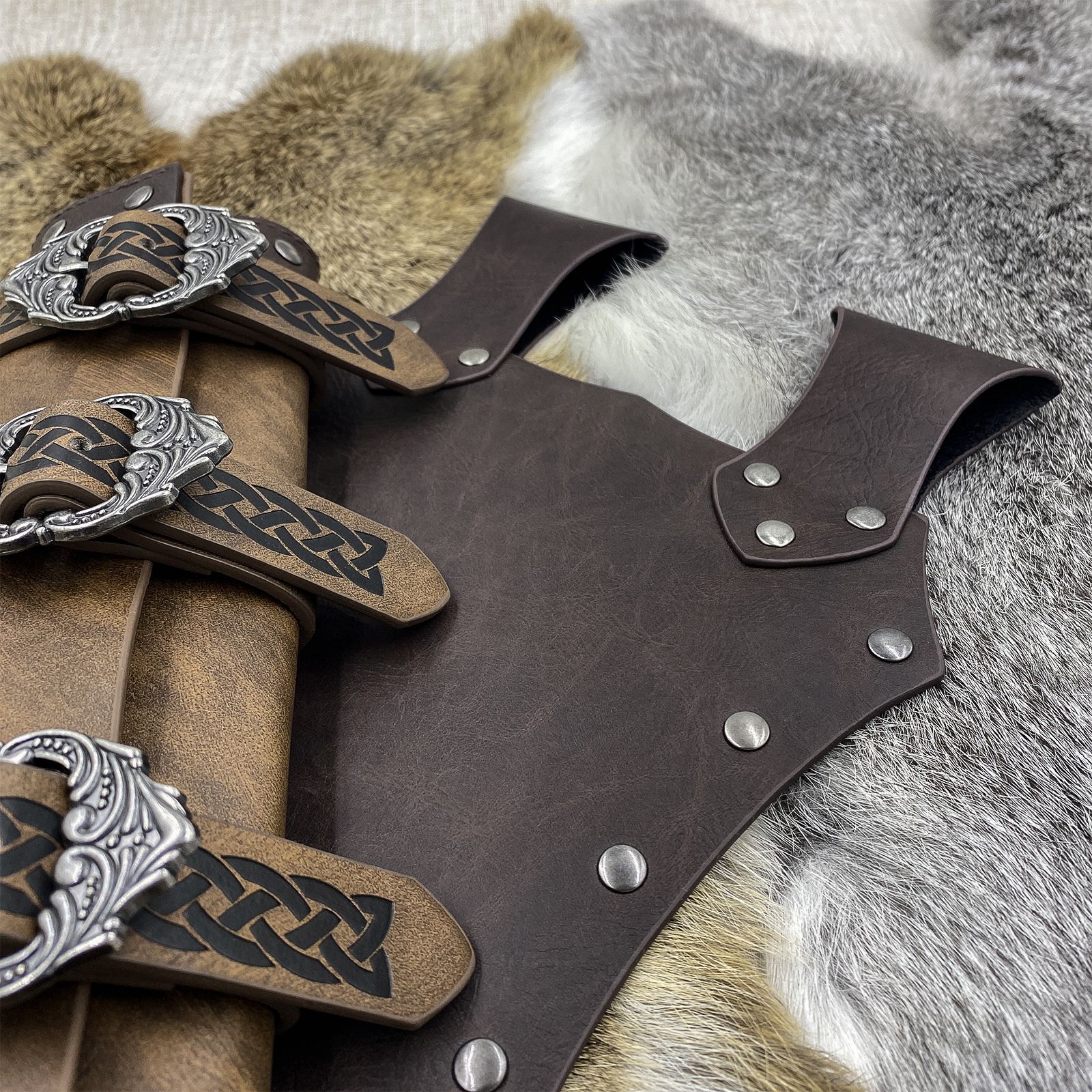 Medieval Faux Leather Sword Frog, Vintage Middle Ages Sword Holster, Mercenary Knight Adjustable Dagger Holster — image 2