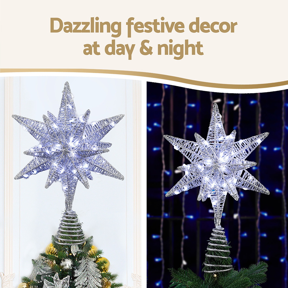 Jingle Jollys 3D Christmas Tree Topper Star LED Decorations Xmas Party Timer — image 4
