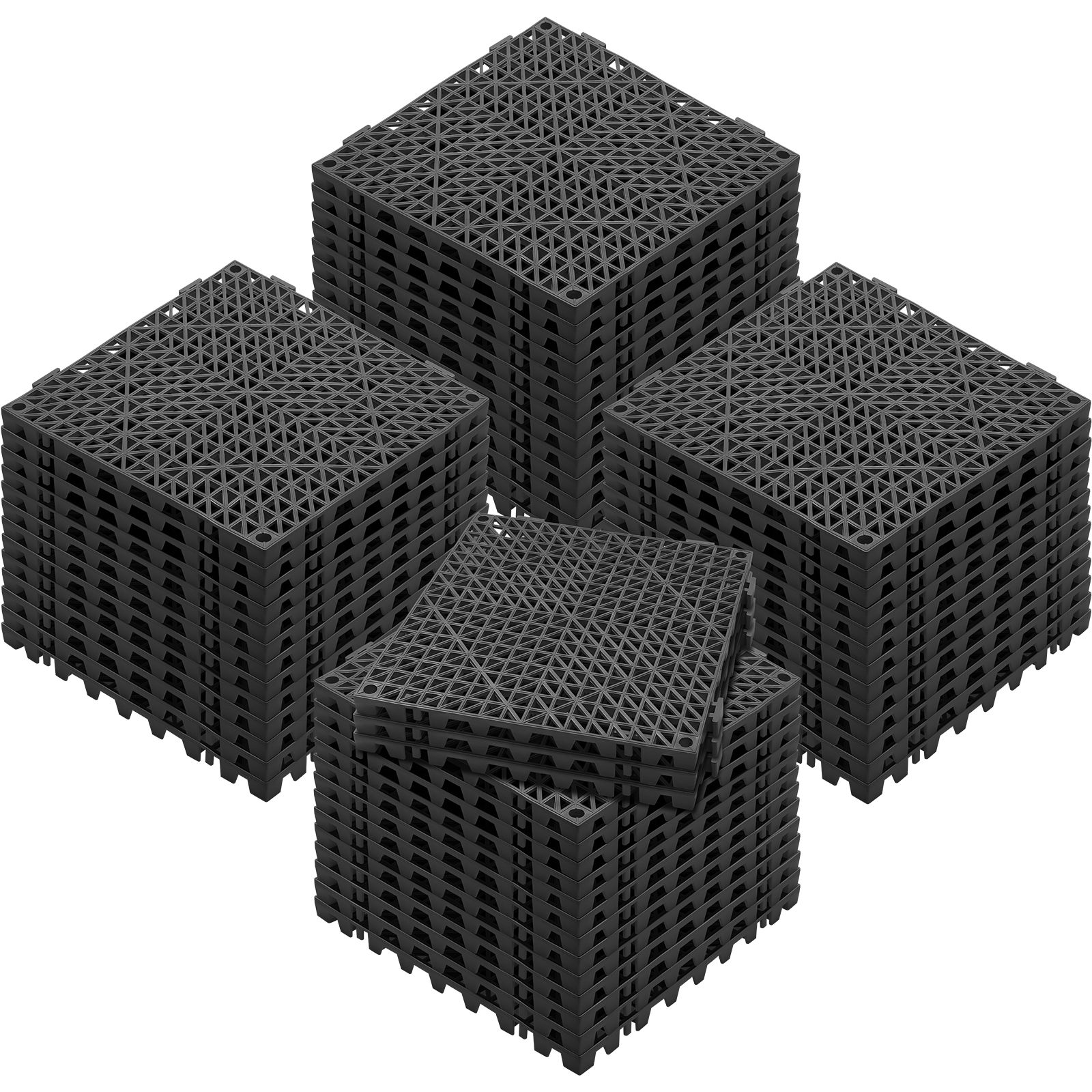 Modular Interlocking Cushion, 55 Pack 30 x 30 cm Splicing Drainage Mats, PVC Interlocking Drainage Floor Tiles, Non-Slip Drainage Holes for Restroom, Bathroom