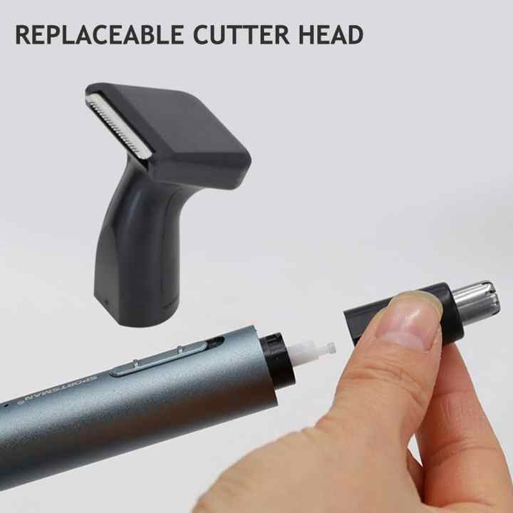 Dark Blue Electric Nose Hair Trimmer with Sideburn Cutter - Portable USB Rechargeable Grooming Kit — image 3
