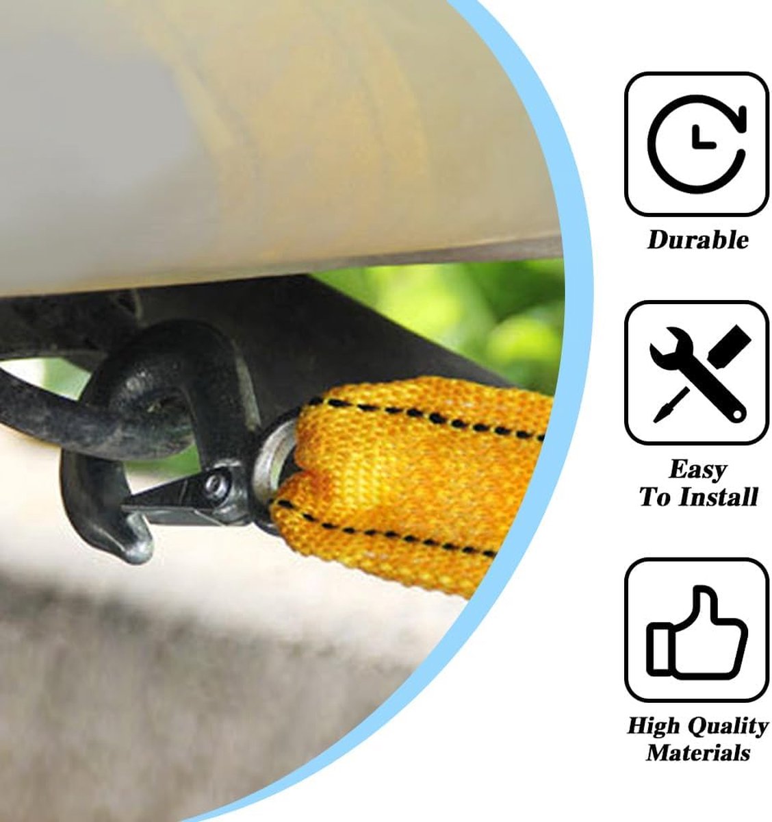 Tow rope Tow strap Tow rope car - 4 m 5000KG - nylon and steel - yellow โ image 4