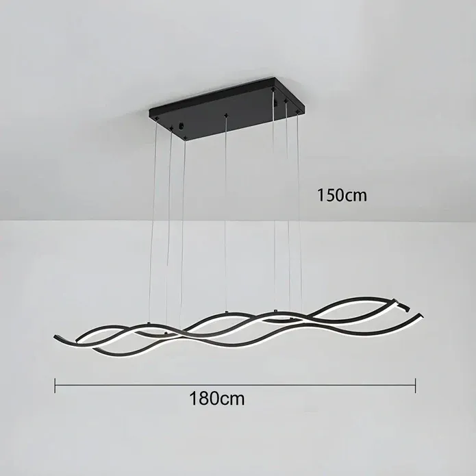 BAMDECOR A2569 1.8m Antizer Nordic Minimalist Wave Long Pendant Light (Black) — image 5
