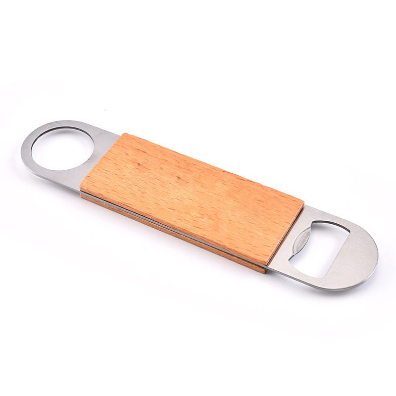Bottle Opener,2pcs - Stainless Steel Beer Bottle Opener with Wooden Handle, Bartender Flat Beer Opener for Bar,Kitchen,Restaurant — image 4