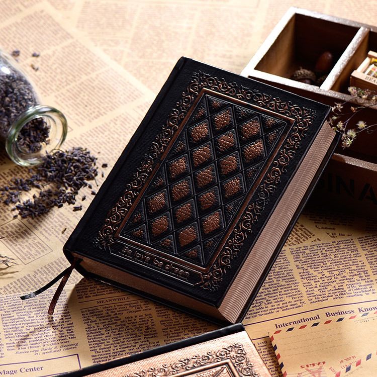 （Black gold）Retro Vintage Embossed Leather Gold Hard Cover Notebook Personal Diary Hardcover Blank Travel Journal Note Memo Sketch — image 4