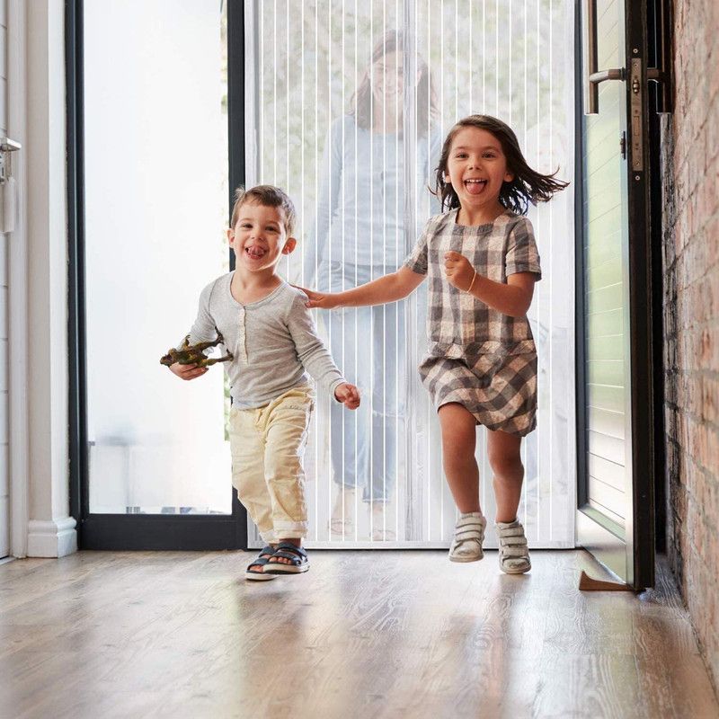 Magnetic Door Screens - 80x210 cm Self-Closing - High-Density Insect Mesh - No Drilling Required - White — image 2