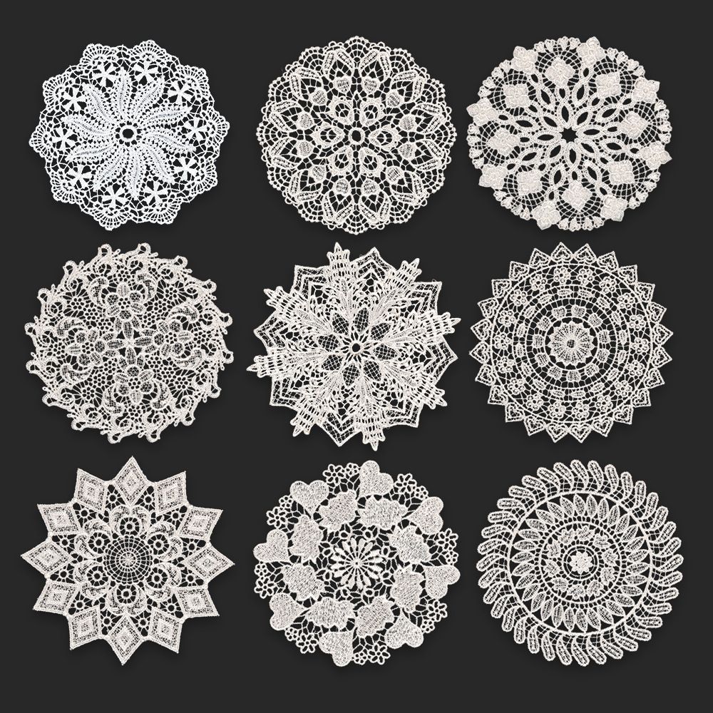 5.5 Inch Geometric Embroidered Lace Coaster (10 Pack) - Elegant Round Dining & Tea Table Mat Doily, Chestnut Leaf Style β image 5