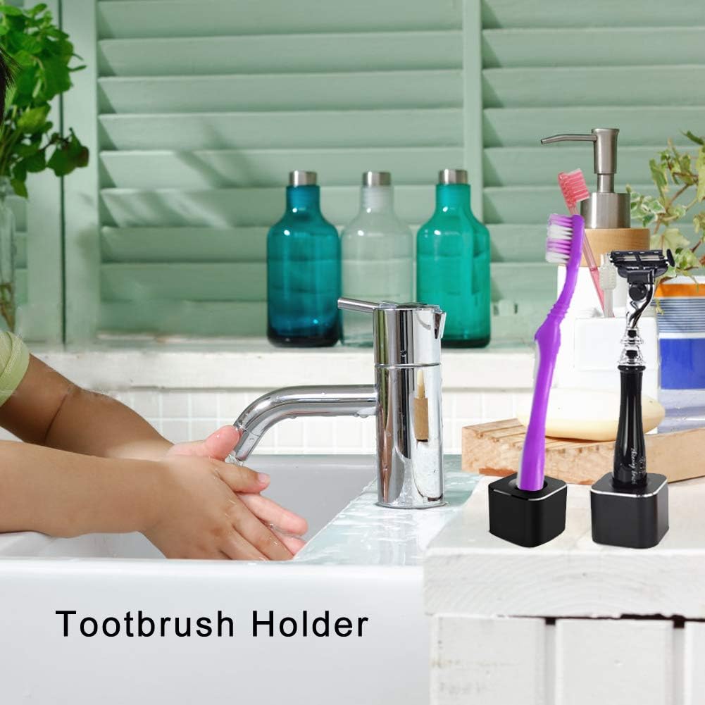 Single Pen Stand Holder, Black Metal Pen Base Stand for Desk Fountain Pen, Toothbrush Brush, Students and Office — image 3