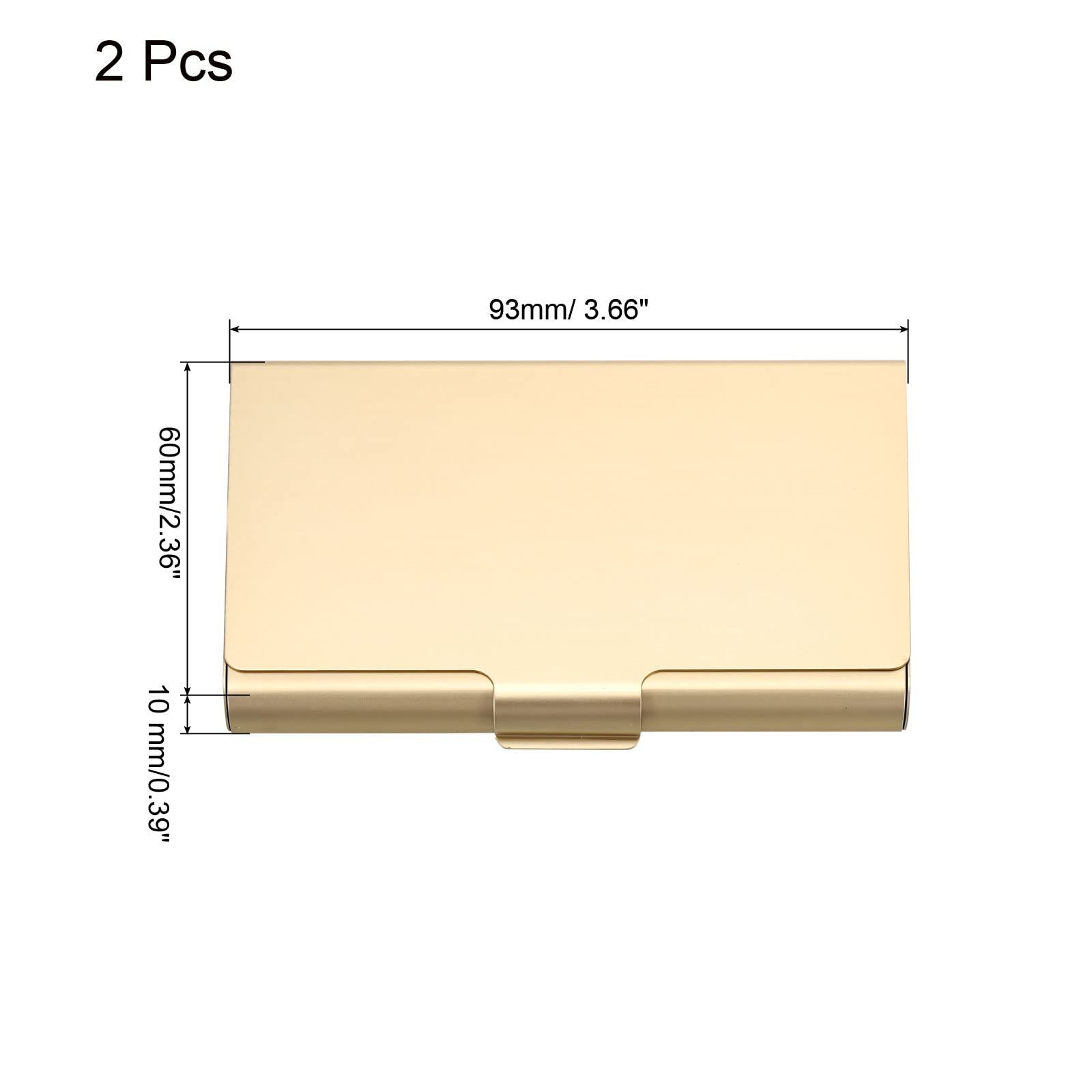 Business Card Holder, 2 Pack Aluminum Metal Card Case Professional Pocket Card Holder for Name Card Credit Card, Gold — image 4