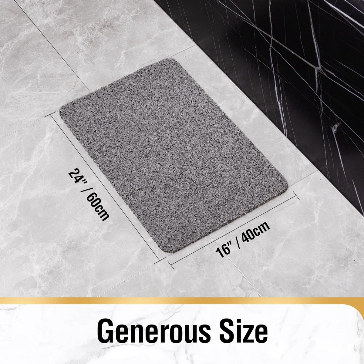 Non-slip shower mat - Non-slip bath mat - with drain - Non-slip water-permeable mat - Soft PVC loofah bath mat - Quick-drying - Grey - 40 × 60 cm — image 4