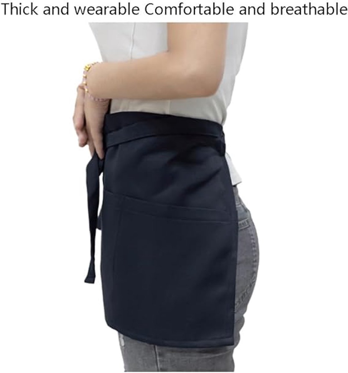 Bistro Aprons 3-piece – Black, semi-short, for waiter/waitress — image 5