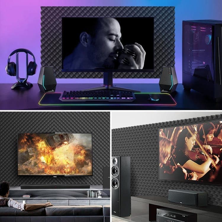 12 Acoustic Panels, 30 × 3cm - Self-Adhesive High Density Sound Absorbing Wall Tiles for Effective Sound Insulation — image 6