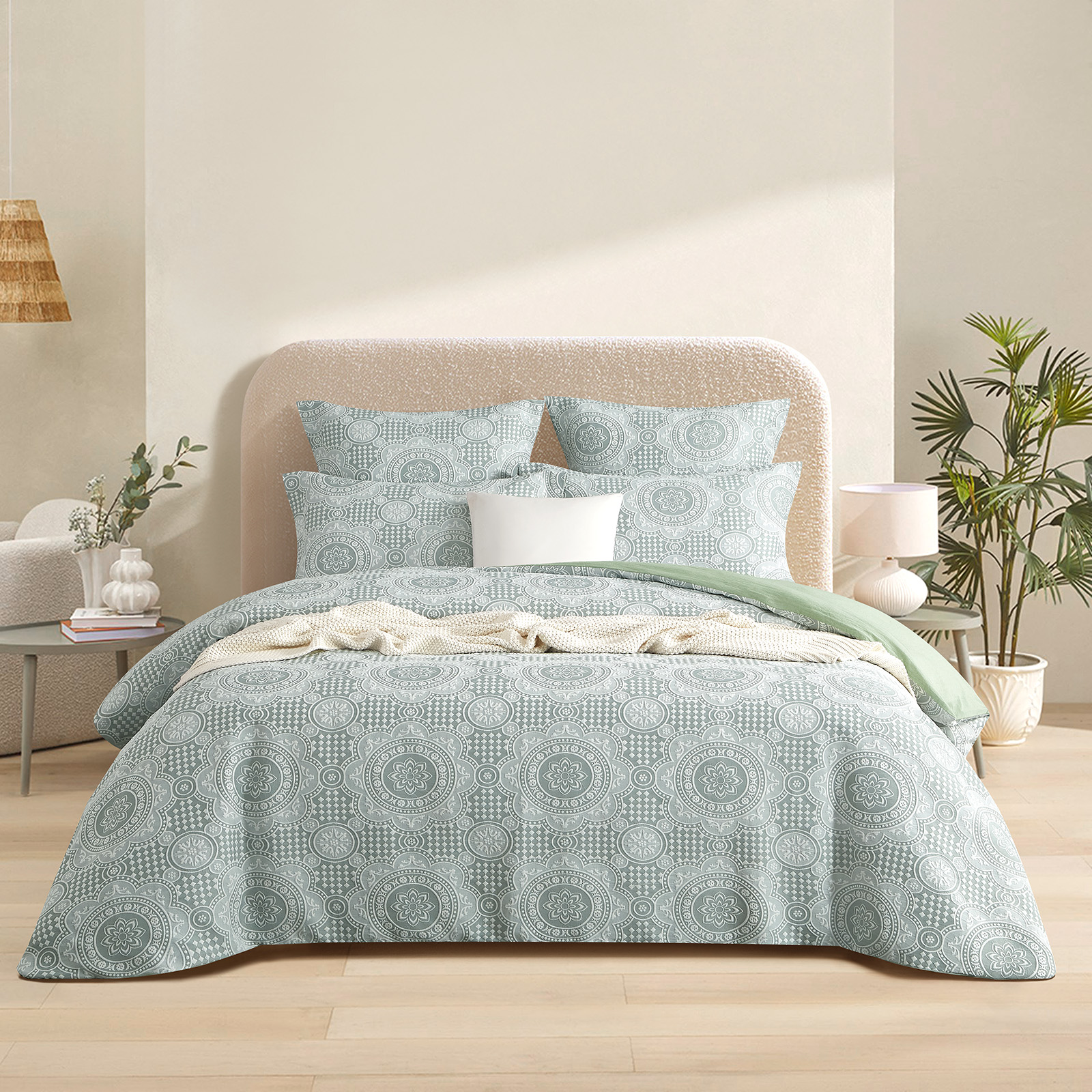 Rizz Sage Jacquard Double Quilt Cover Set by Renee Taylor