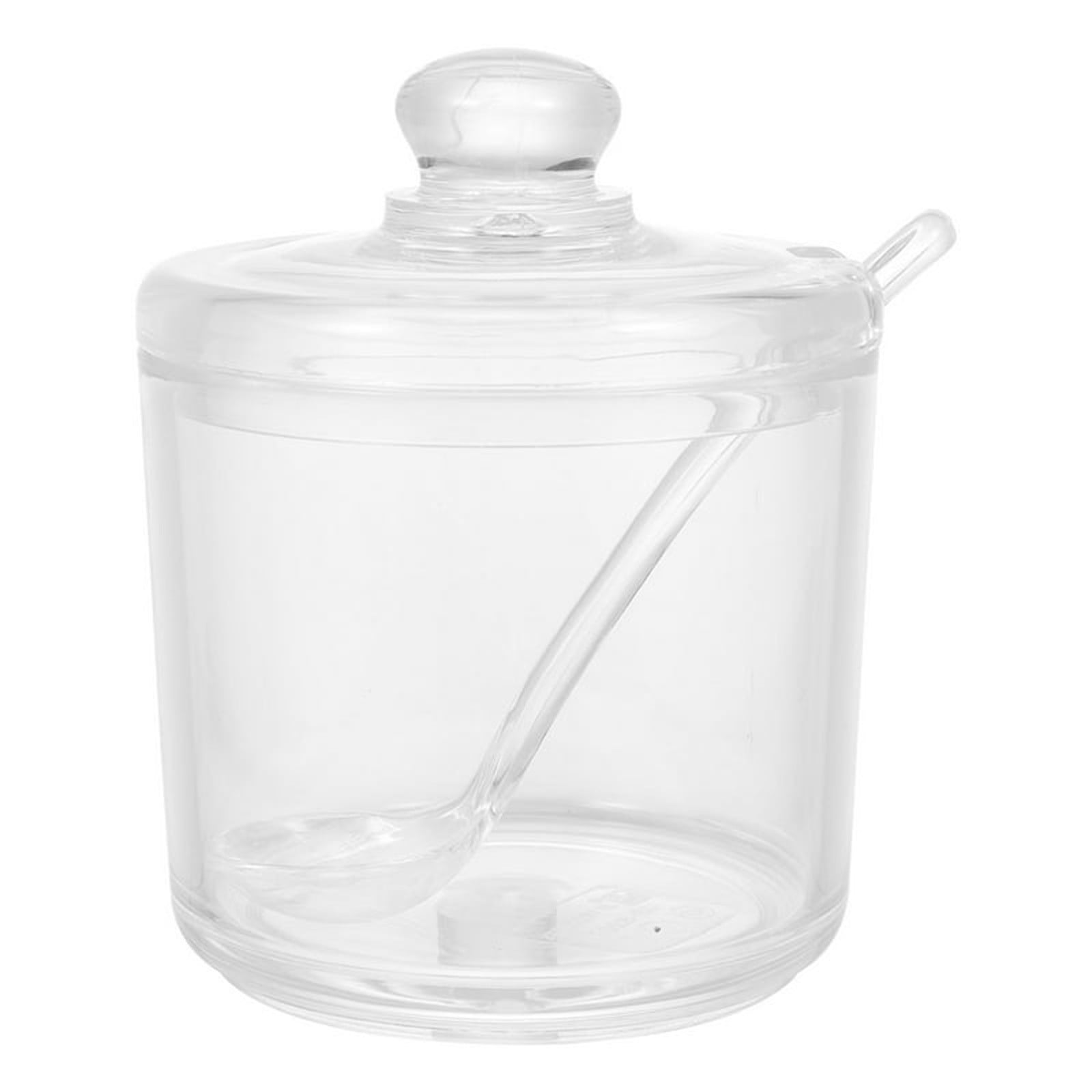 Seasoning Box, Clear Glass Sugar Bowl Set with Lid and Spoon D โ image 2