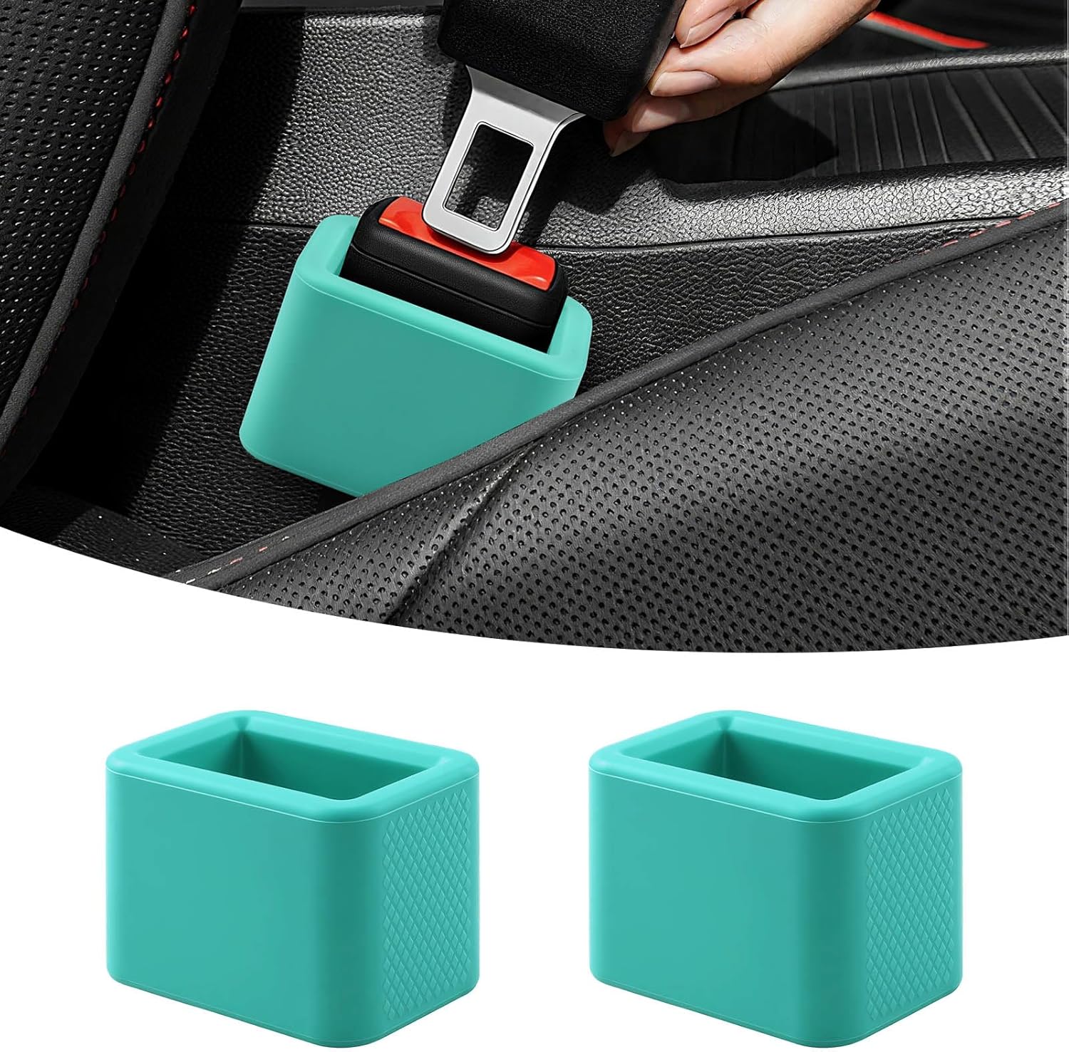 2 PCS Seat Belt Buckle Holder, Silicone Seatbelt Buckle Booster to Makes Receptacle Stand Upright for Easy Access (Mint Green)