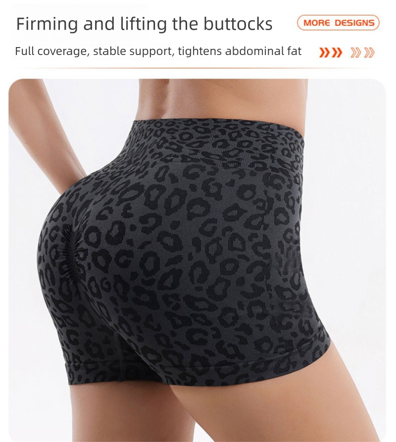 Leopard Print Yoga Set - Twist Front Sports Bra with Criss Cross Back and High Waisted Butt Lifting Shorts(Size:M) โ image 6