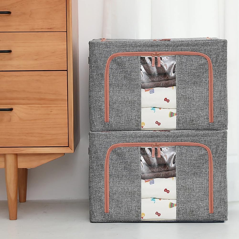 CARLA HOME 3 pack Large Clothes Storage Bins with Lids for Clothing, Bedding, Blankets, Toys (66L capacity - Grey) — image 6