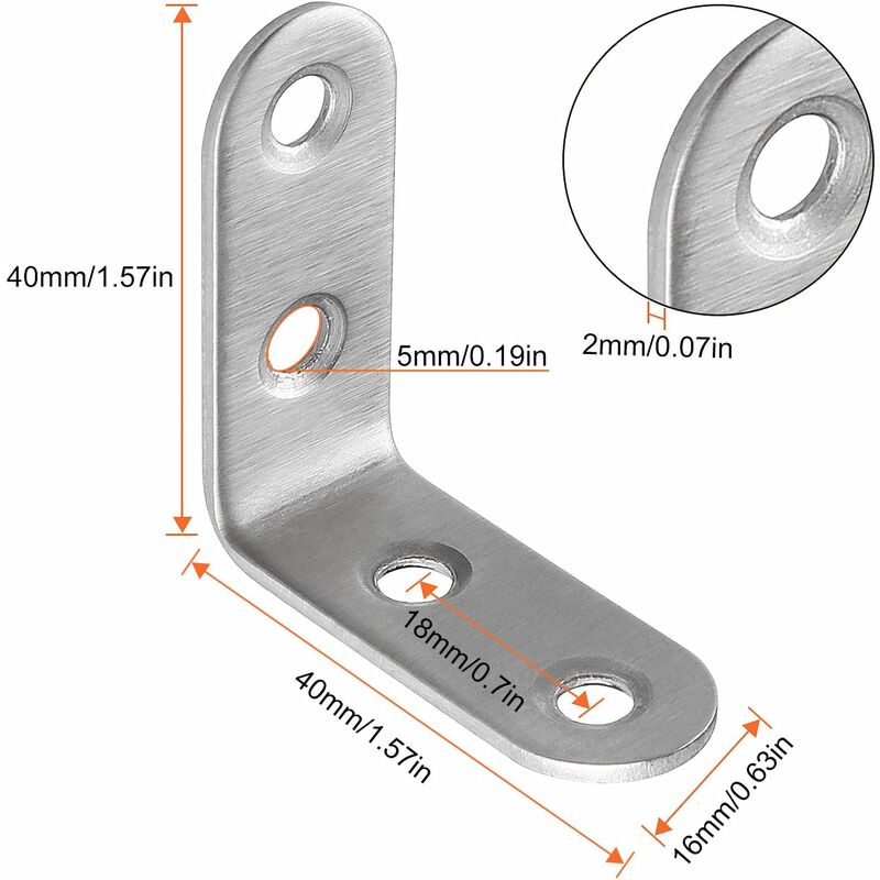 Stainless Steel Corner Brackets 40x40mm 13pcs Furniture Repair Silver Compatible with Furniture Brands โ image 2