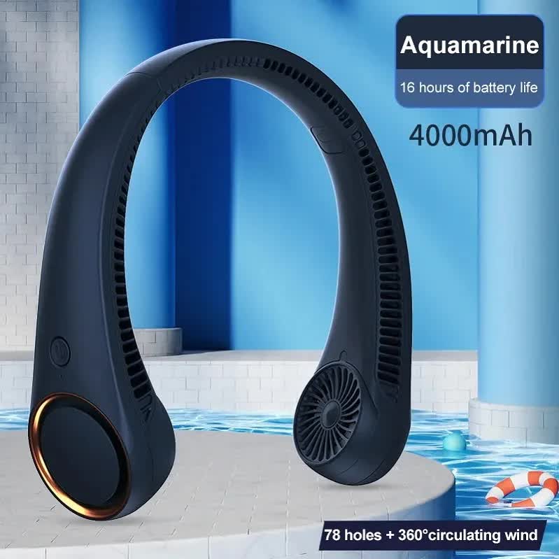 Portable Neck Fan 4000mAh Rechargeable Bladeless Personal Fan 3 Speeds Quiet Hands Free Cooling Device with 360 Airflow USB Type-C for Travel Outdoor White — image 4