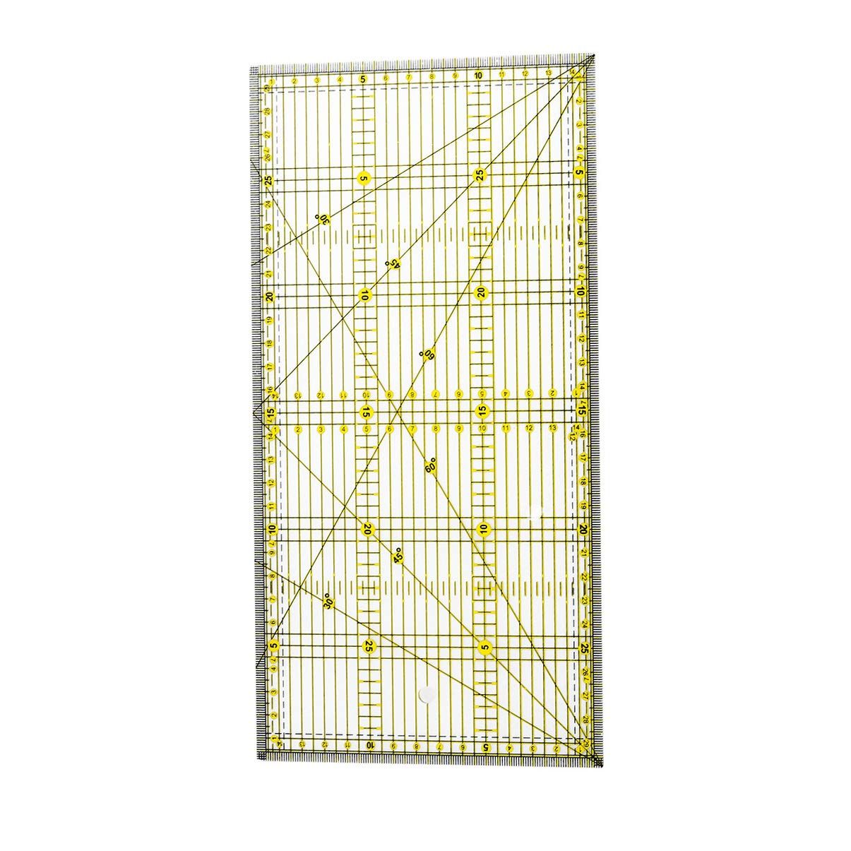 Quilters Ruler with Double Colored and Grid Lines Patchwork Ruler Nonslip Quilters Ruler for Quilting Sewing Crafts