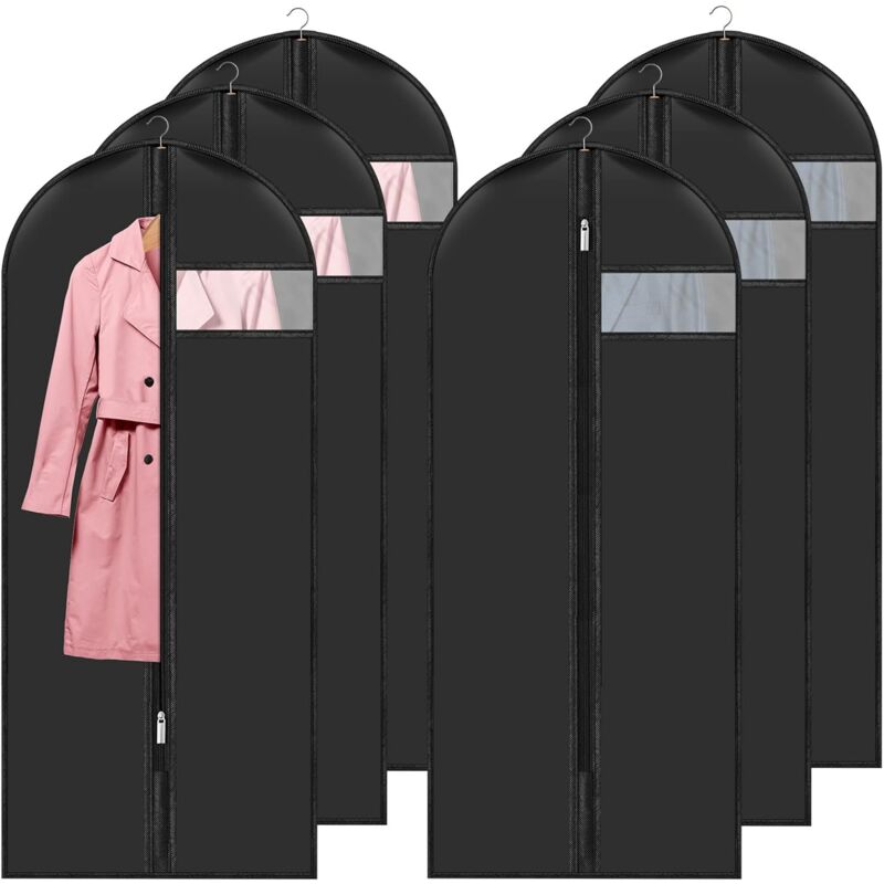 Garment Covers 60 × 140 Cm Pack Of 6, Waterproof Dustproof Clothes Cover With Zip, Hanging Garment Cover For Storage Of