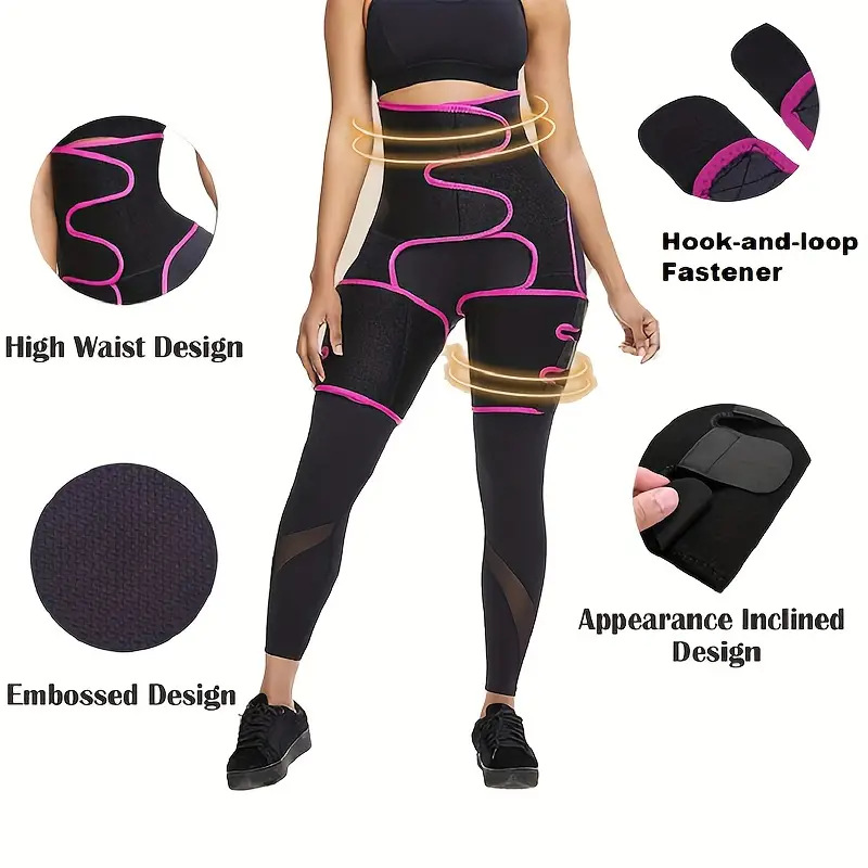 Yellow Women's 3-in-1 Body Shaper: Waist Cincher, Thigh Slimmer, Glute Lifter - Workout Gear (Size: L/XL) — image 4