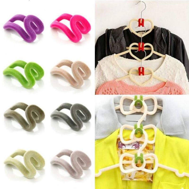 40Pcs Clothes Hanger Connector Velvet Hooks, Mini Flocking Clothes Rack Hanger Hooks Holders, Anti-Slip Space Save (Random Color) — image 4