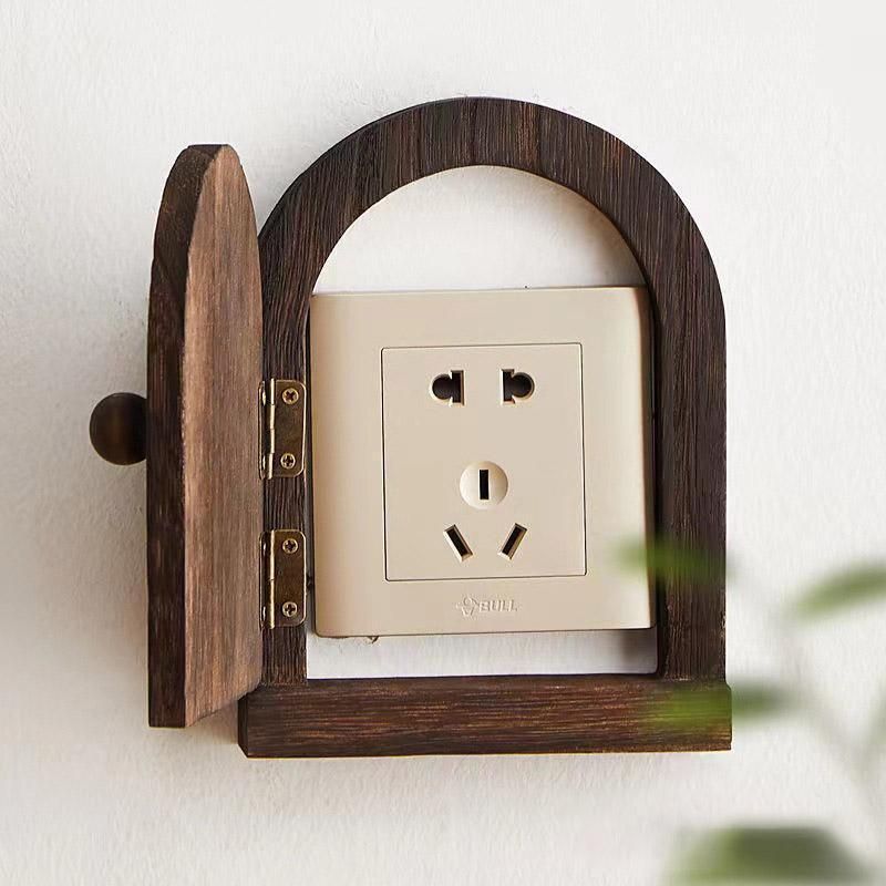 Solid Wood Wall Switch Protector Cover Socket Decorative Frame Masking Cover - Natural Wood — image 6