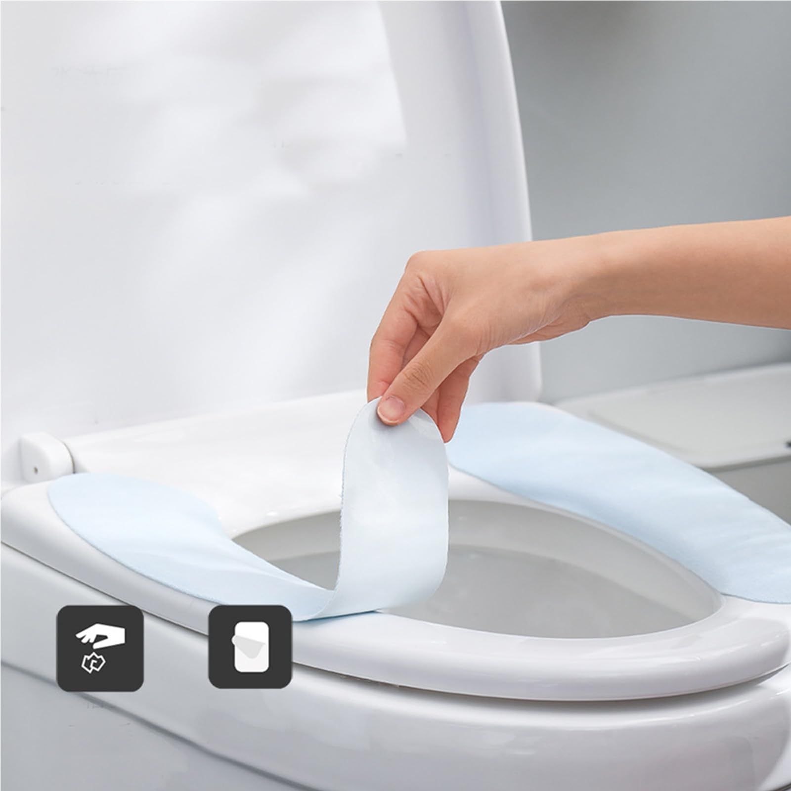 Thick Warm Cushioned Toilet Seat Cover | Stick-On Washable Reusable Toilet Memory Foam Cushion Pad (4pcs) — image 5