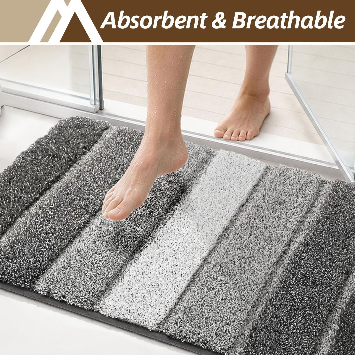Bathroom Rugs, Ultra Soft Absorbent Bath Mat, Beige | Non-Slip TPR Backing Stays in Place, Machine Washable Bath Rugs Shaggy Rug for Bathroom Floor — image 3