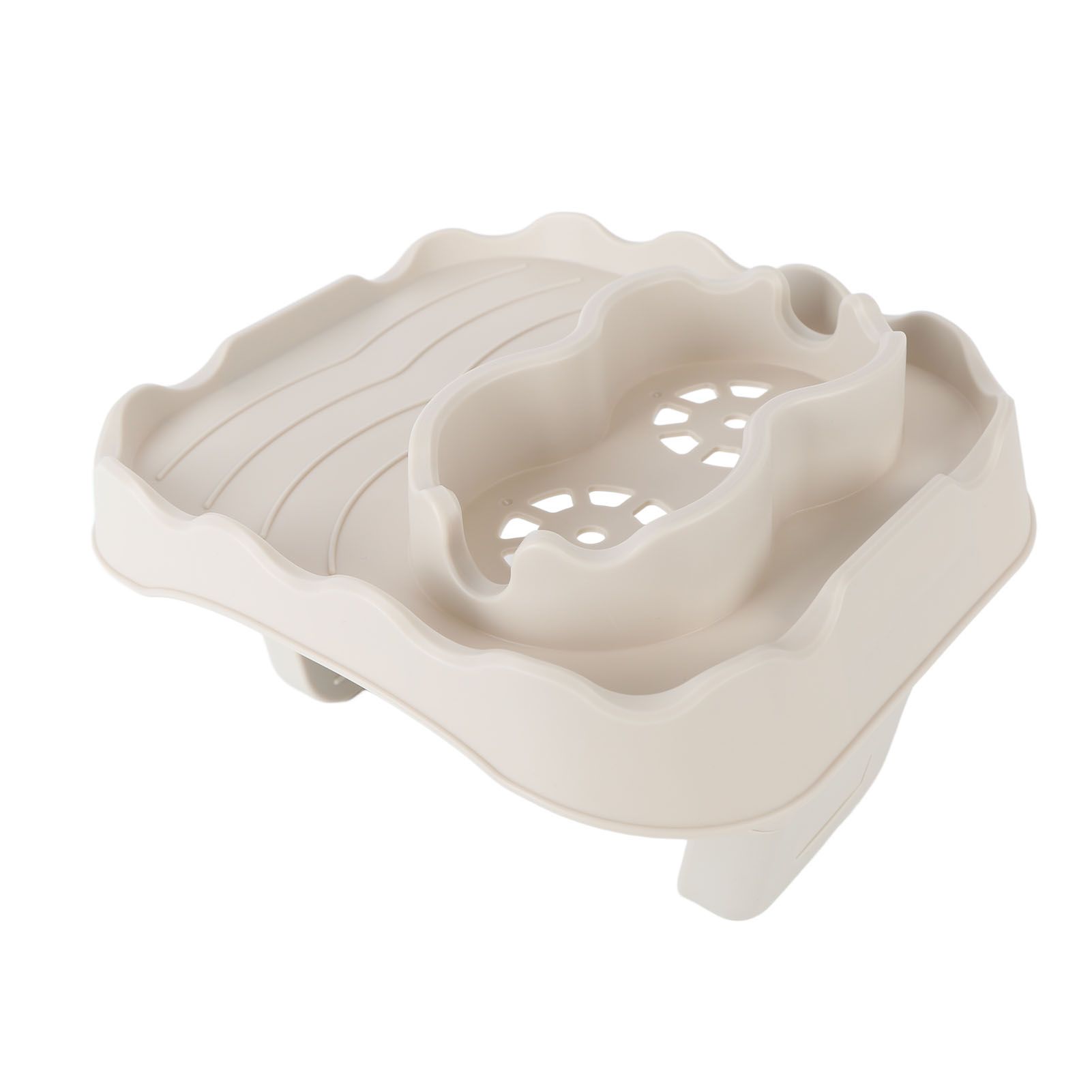 Hot Tub Table Tray with Drain Holes Anti Slip Adjustable Hot Tub Side Table for Swimming Pools SPA Bathtub Beige โ image 5