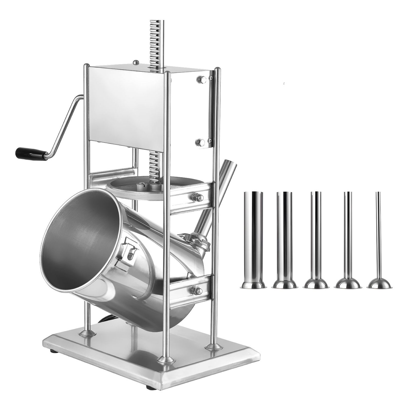 Manual Sausage Stuffer, 22 LBS / 10 L Vertical Meat Stuffer, Dual-Speed Sausage Casing Meat Filling Machine, Stainless Steel Heavy Duty Filler with 5 Stuffing