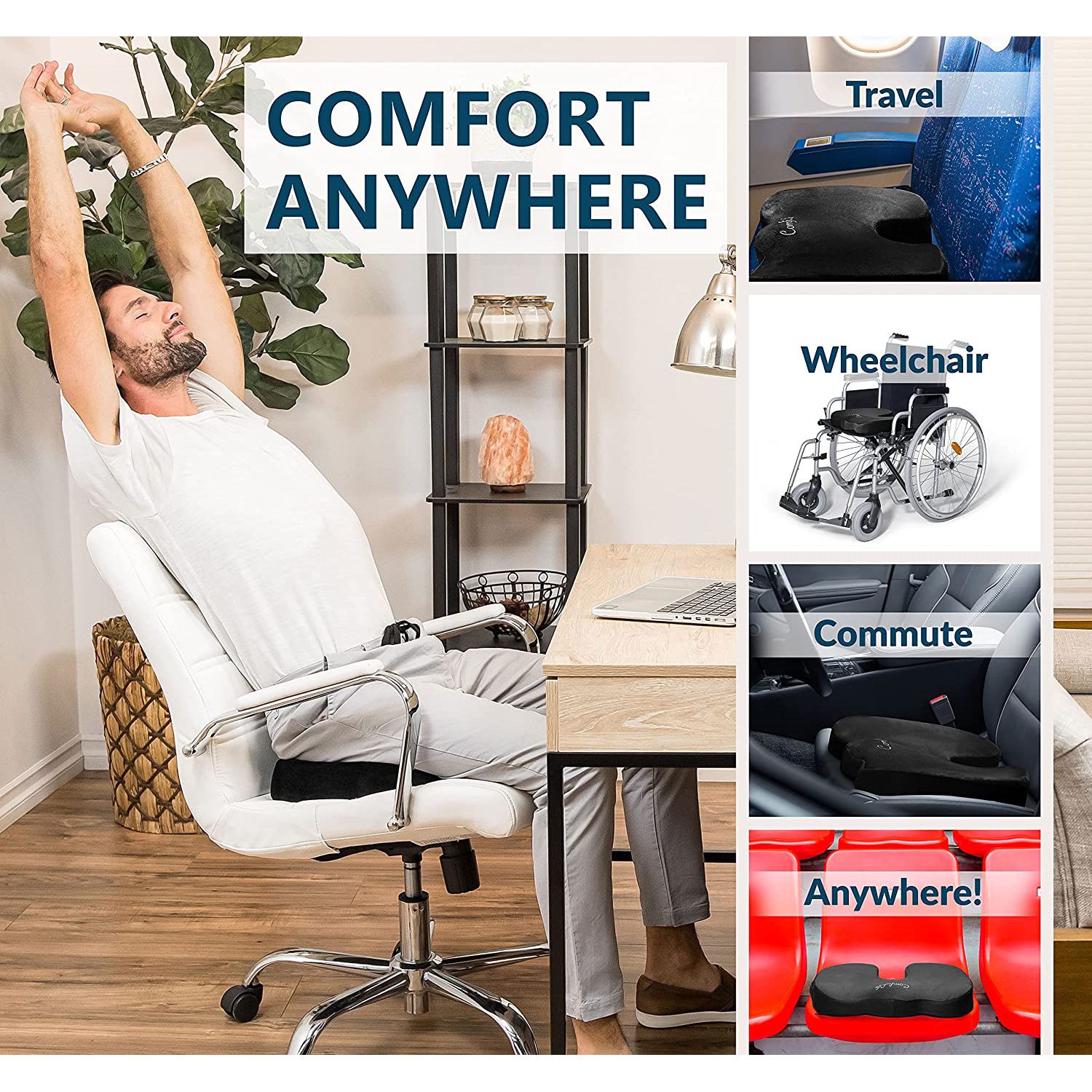 Cooling Gel Seat Cushion for Long Sitting - Memory Foam Chair Pillow for Sciatica Pain Relief - Orthopedic Gel & Memory Foam — image 2