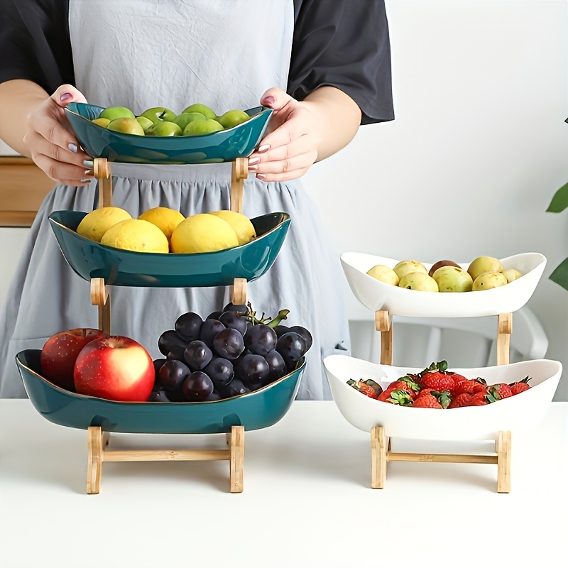 **Nordic-Style Two-Tier Extendable Fruit Tray | Creative Living Room Snack Stand, Adjustable Height, Anti-Slip Expandable Display Tray**(Green) โ image 2